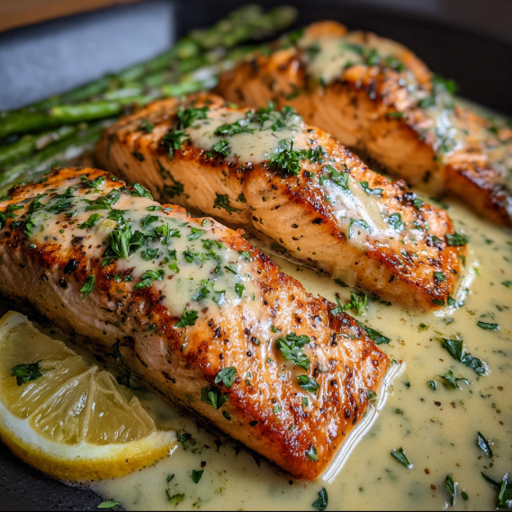 Keto Salmon Recipe with Creamy Garlic Sauce for a Delightful Dinner!
