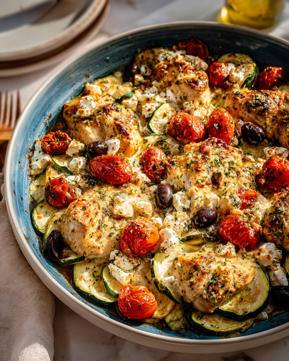 Mediterranean Chicken Zucchini Bake