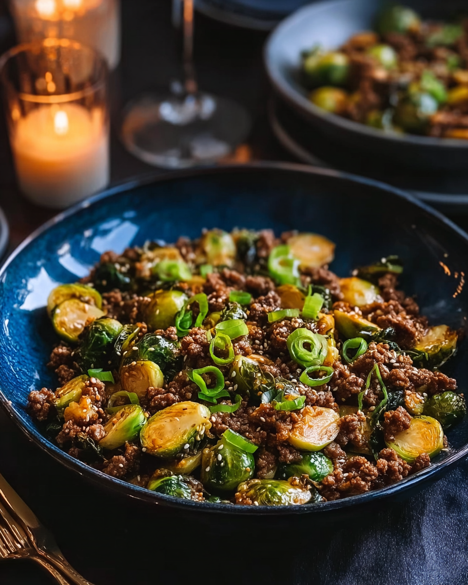Savory Ground Beef and Brussels Sprouts Stir-Fry: Quick Delight!