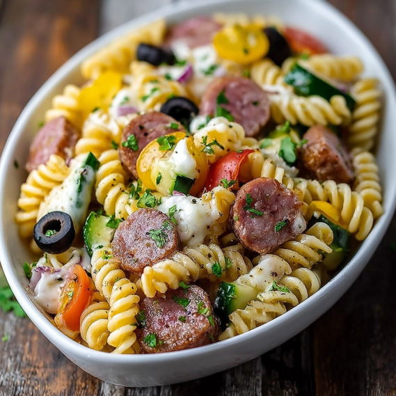 This quick keto pasta salad is a delicious and satisfying dish perfect for a light lunch or a side at your next gathering.