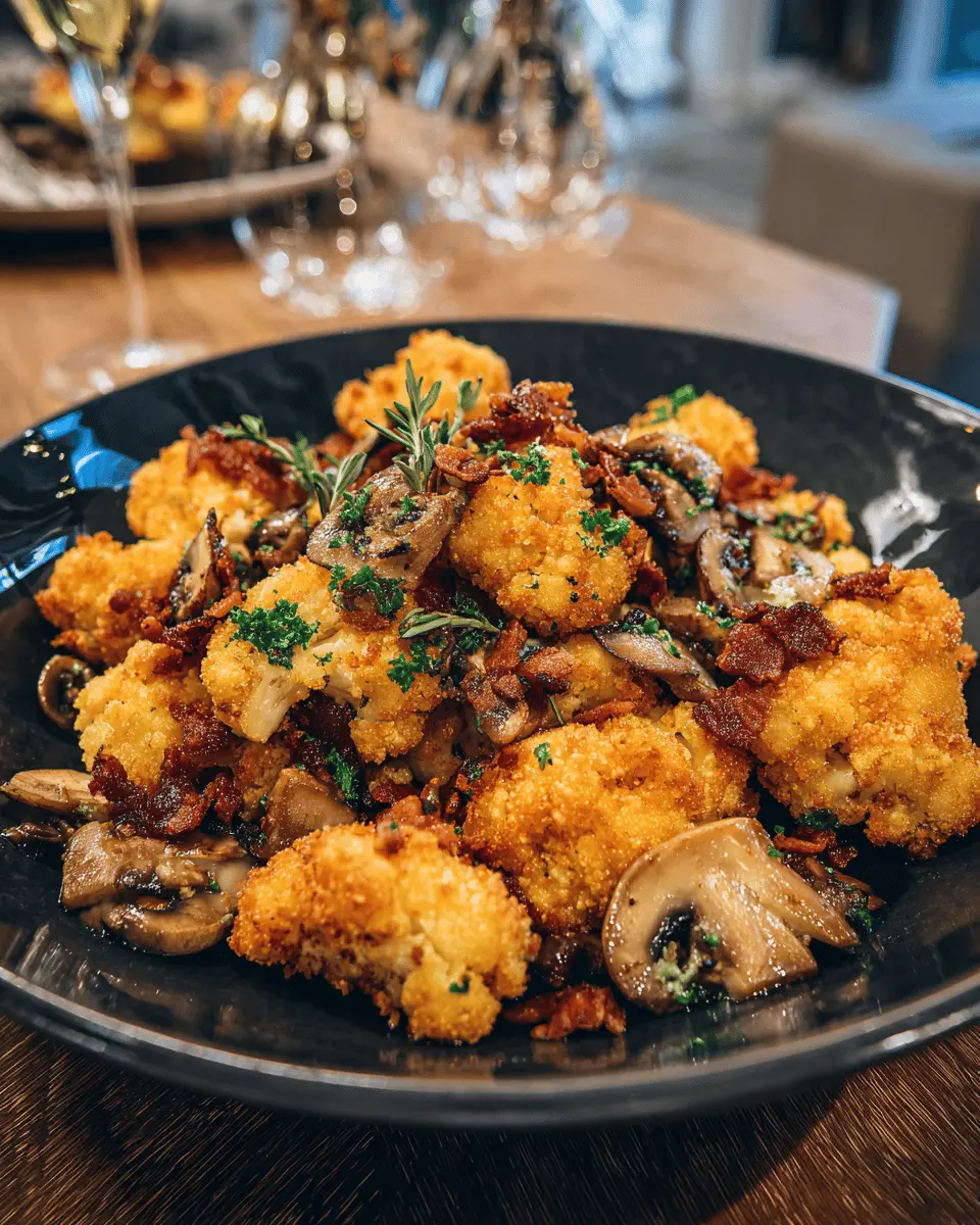 Fried Cauliflower with Bacon and Mushrooms: Irresistibly Crunchy!
