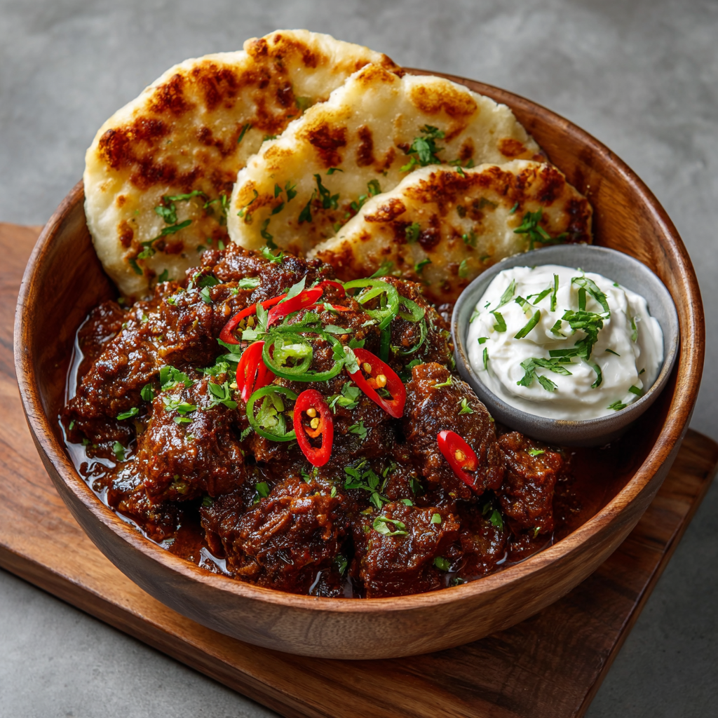 Rendang Daging Keto with Coconut Cream & Almond Flour Flatbread: A Deliciously Low-Carb Delight!