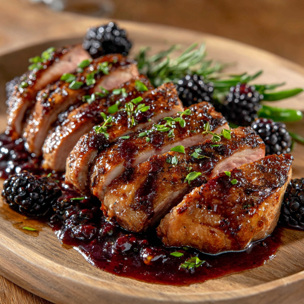 Seared Duck Breast with Blackberry Butter Sauce delights your palate!