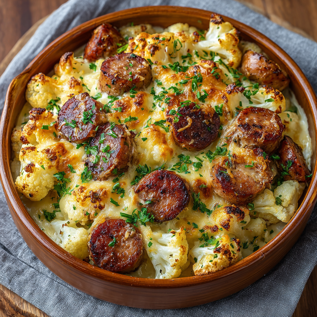 Smoked Sausage and Cheesy Cauliflower Bake is Irresistible!
