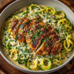 Zucchini Noodle Alfredo with Creamy Tuscan Chicken