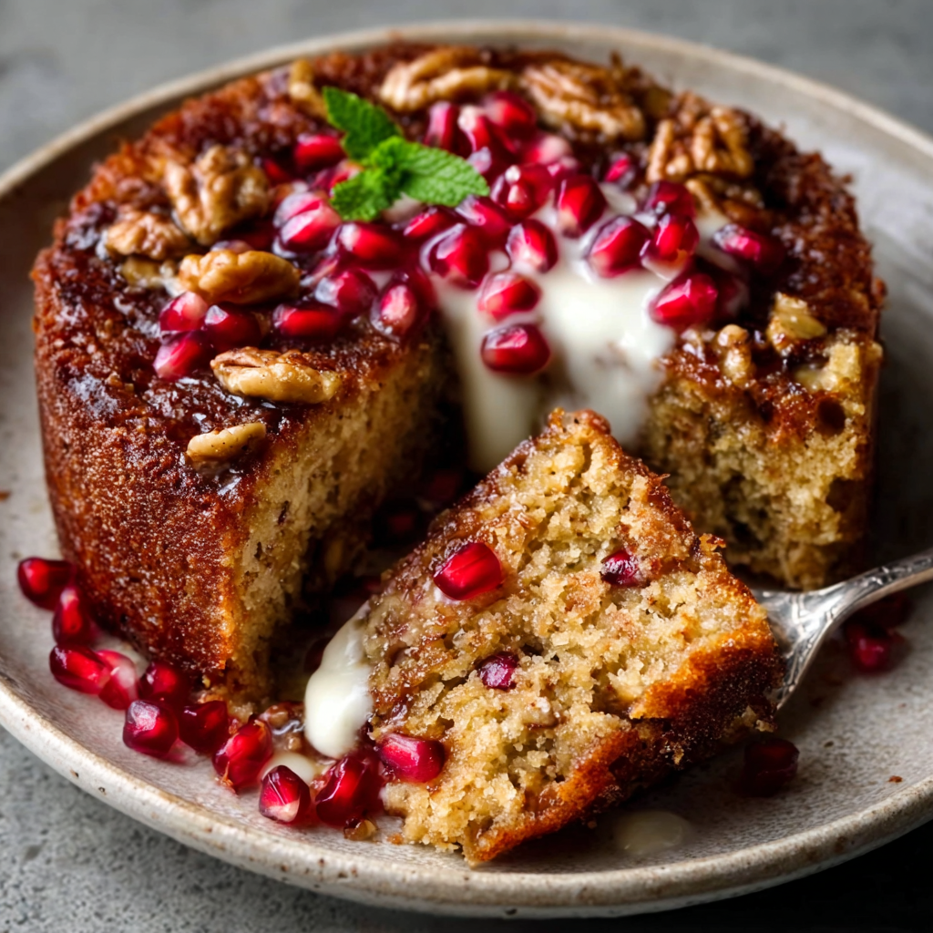 Keto Persian Pomegranate & Walnut Cake delights your tastebuds!