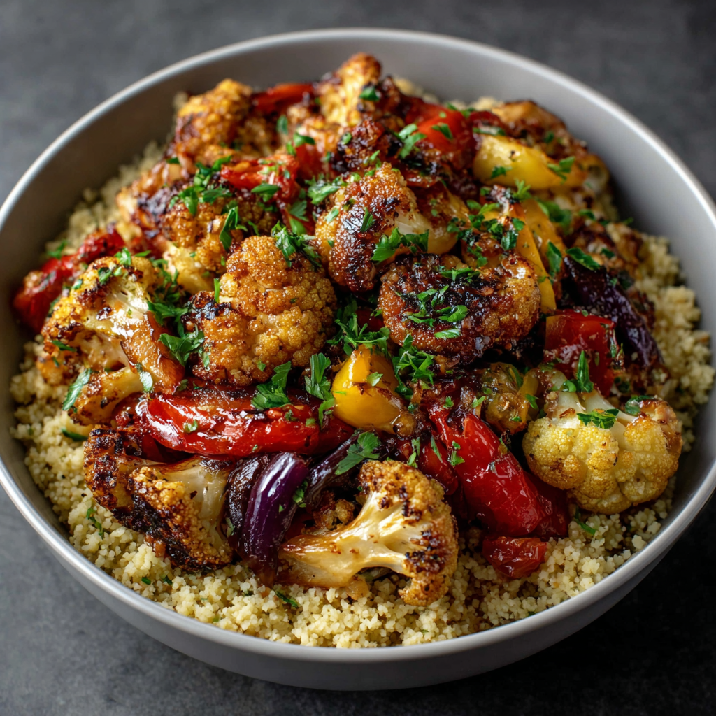 Cauliflower Couscous with Roasted Vegetables delights!