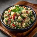 Keto Cauliflower Tabbouleh with Olive Oil & Mint