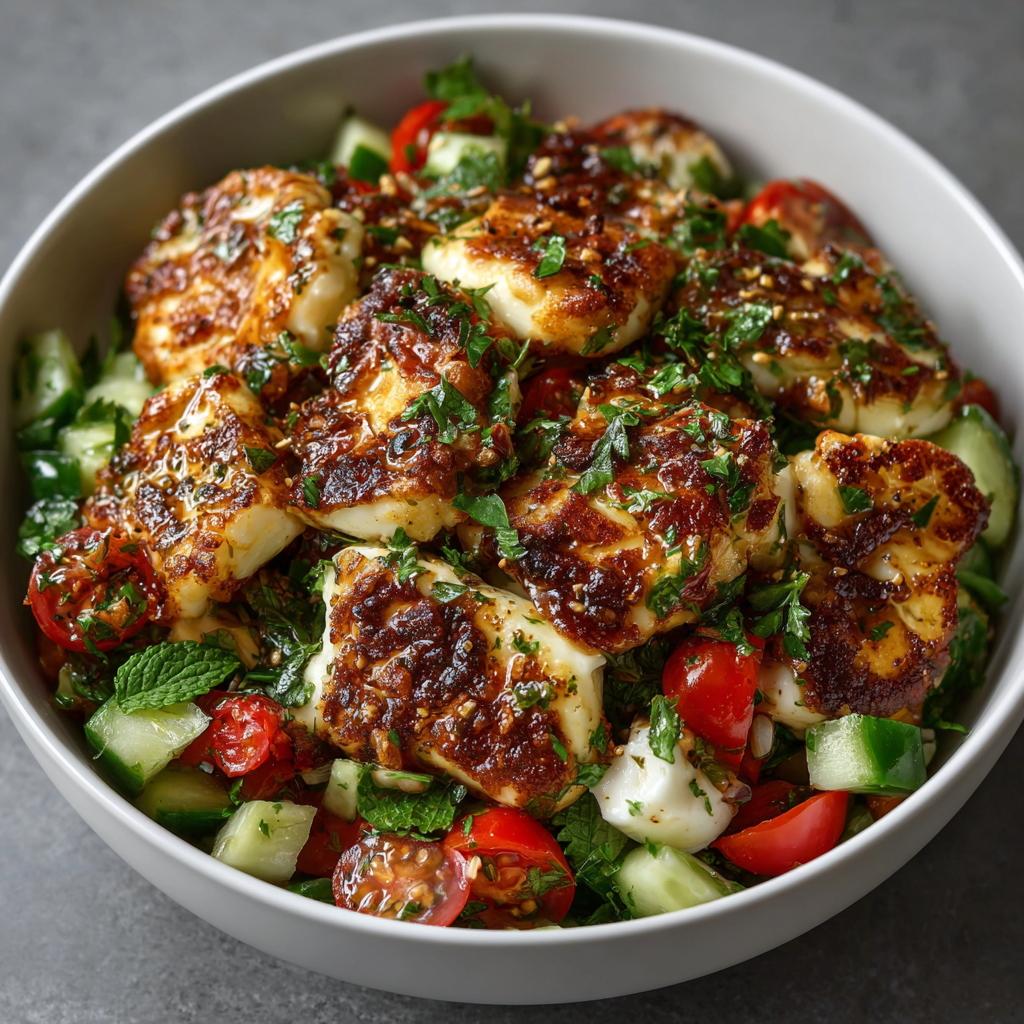 Keto Halloumi & Zaatar Salad with Lemon Dressing delights taste buds!
