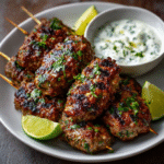 Keto Lamb Kofta Skewers with Yogurt Dip