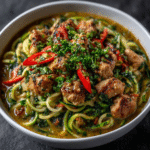 Keto Thai Green Curry Zoodle Bowl