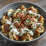 Keto Turkish Manti with Garlic Yogurt Sauce