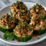 Low-Carb Spicy Tuna Cucumber Cups