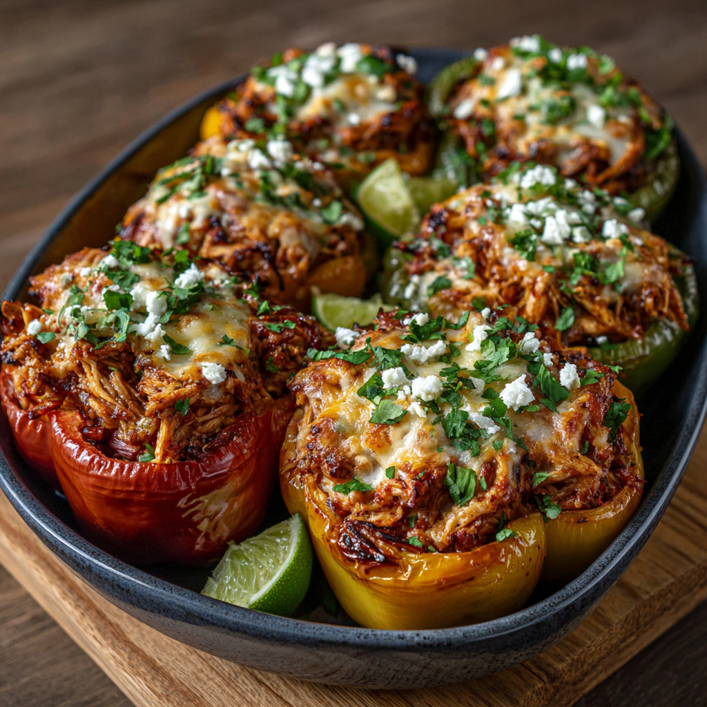 Mexican Chipotle Chicken Stuffed Peppers are irresistible!