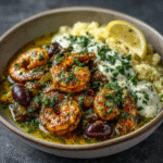 Shrimp & Olive Keto Tajine with Lemon Cream