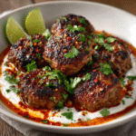 Spiced Lamb Kofta with Harissa Yogurt Sauce
