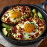 Baked Avocado Eggs with Crispy Bacon