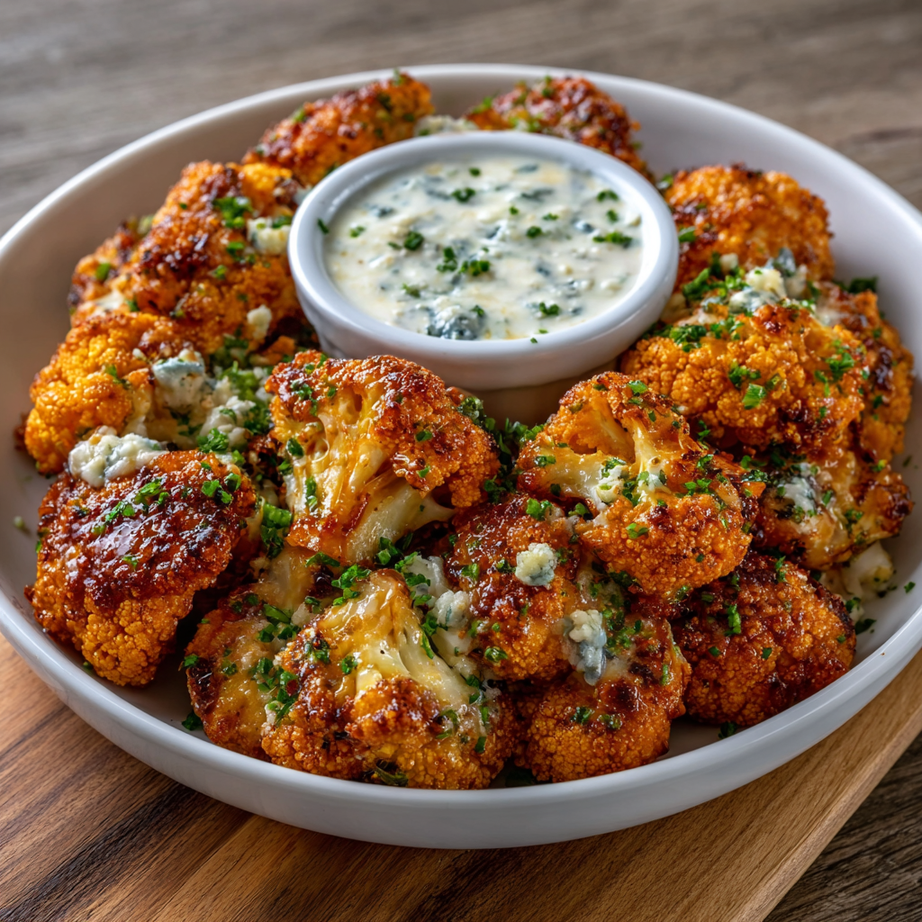 Buffalo Cauliflower Bites – Keto with Sugar-Free Blue Cheese Dip are a must-try!