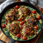 Creamy Pesto Chicken Skillet (Holiday Green!)