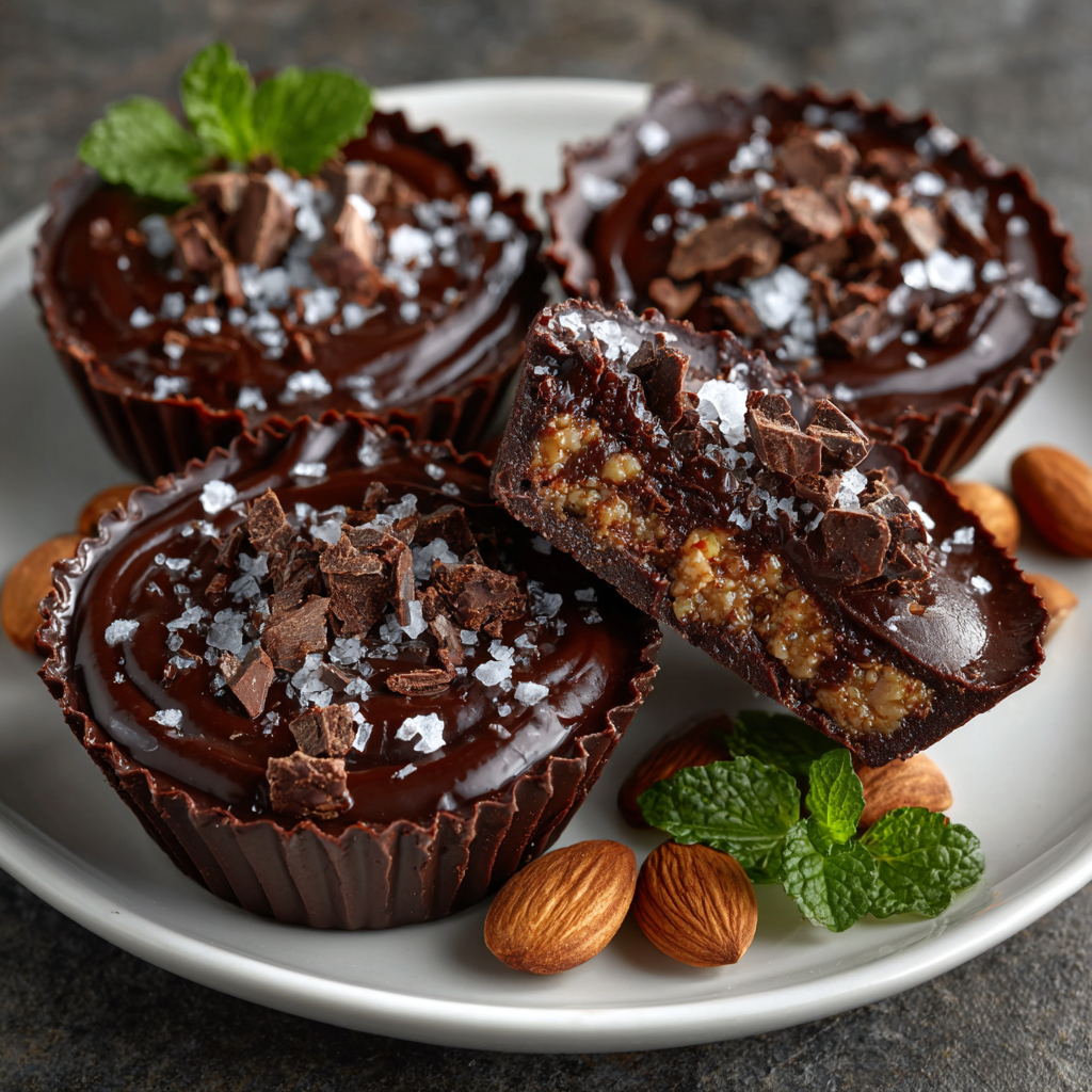 Dark Chocolate Sea Salt Almond Butter Keto Cups Delight!