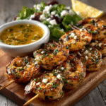Festive Shrimp Skewers with Lemon Butter Drizzle