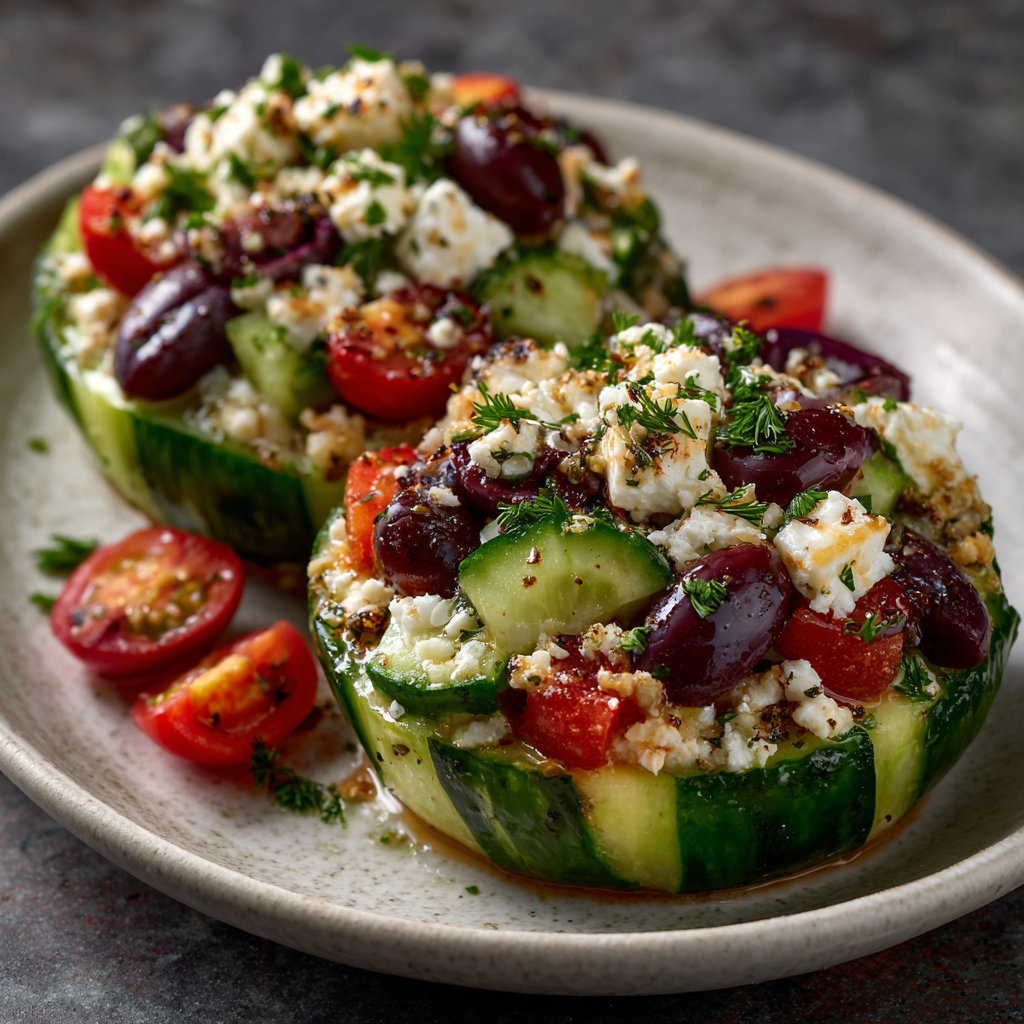 Keto Cucumber-Dill Greek Salad Cups for a Refreshing Twist