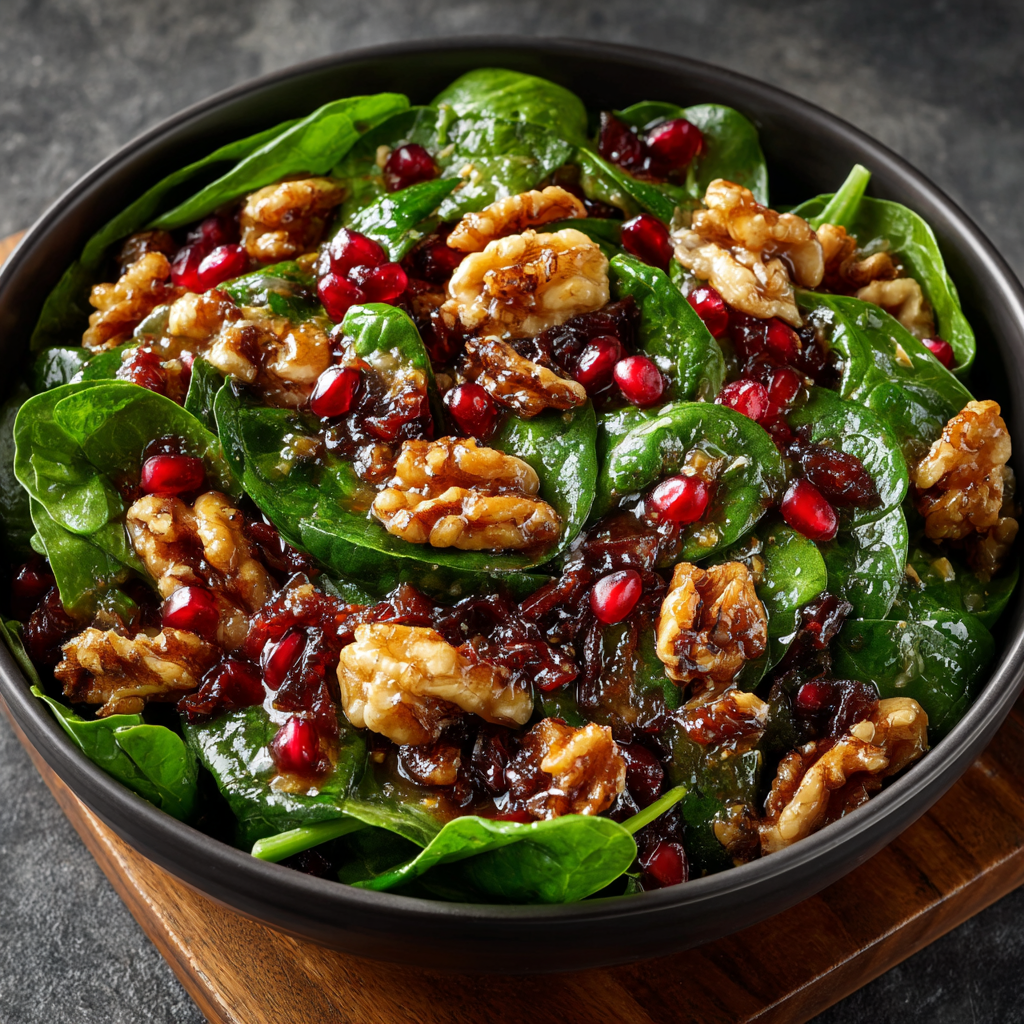 Keto Pomegranate & Toasted Walnut Spinach Salad delights!
