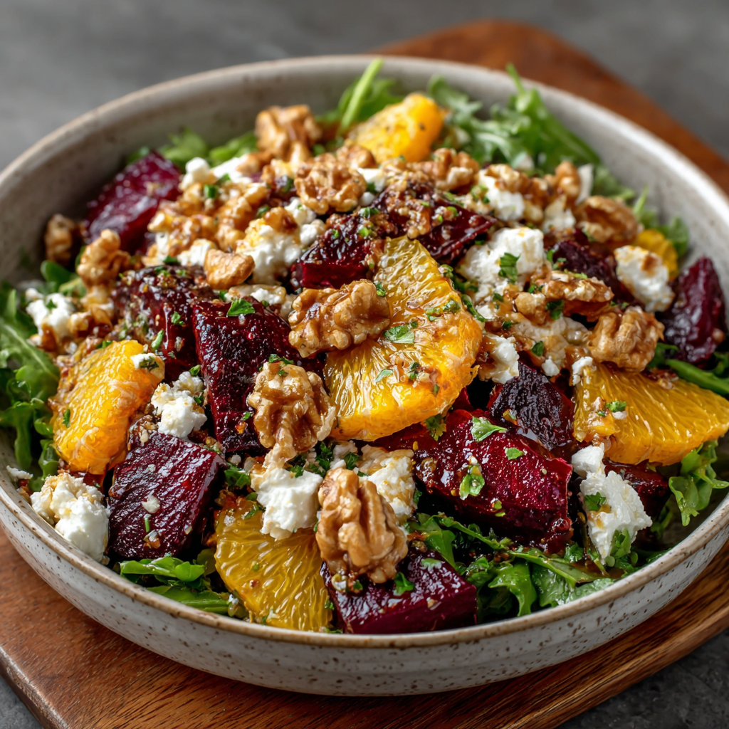 Keto Roasted Beet and Orange Goat Cheese Salad delights your taste!
