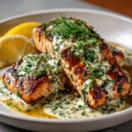 Keto Salmon with Lemon Dill Cream Sauce