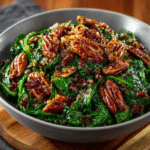 Keto Winter Greens with Spiced Candied Pecans