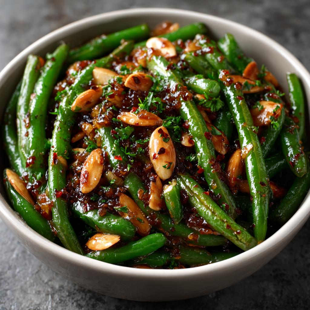 Spicy Buttered Green Beans with Almonds: A Tasty Treat!