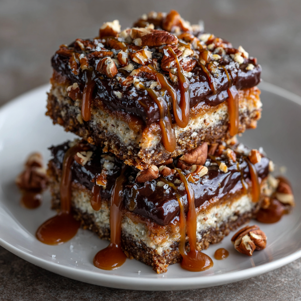 Caramel Pecan Praline Velvet Bars (Keto) are deliciously easy!