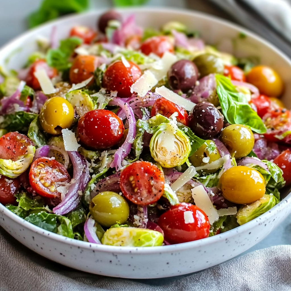 Italian Antipasto Brussels Sprouts Salad delights your palate!