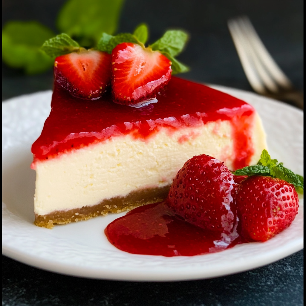 Keto Cheesecake with Strawberry Sauce is Irresistible!