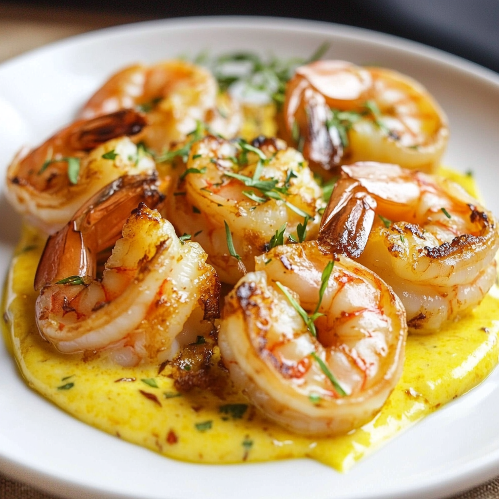 Brown Butter Poached Shrimp with Saffron Cream delights your taste buds!
