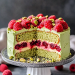 Heavenly Keto Pistachio Raspberry Cake