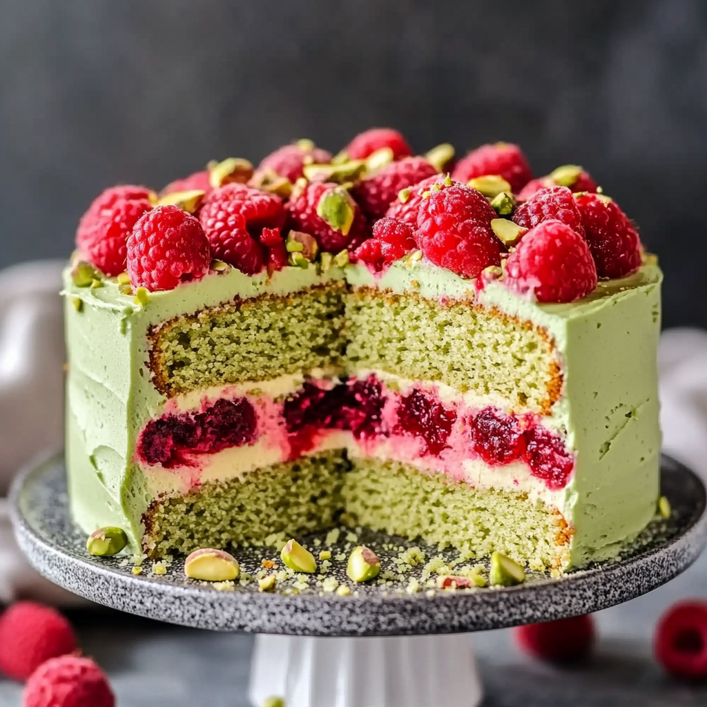 Heavenly Keto Pistachio Raspberry Cake that Excites Tastebuds