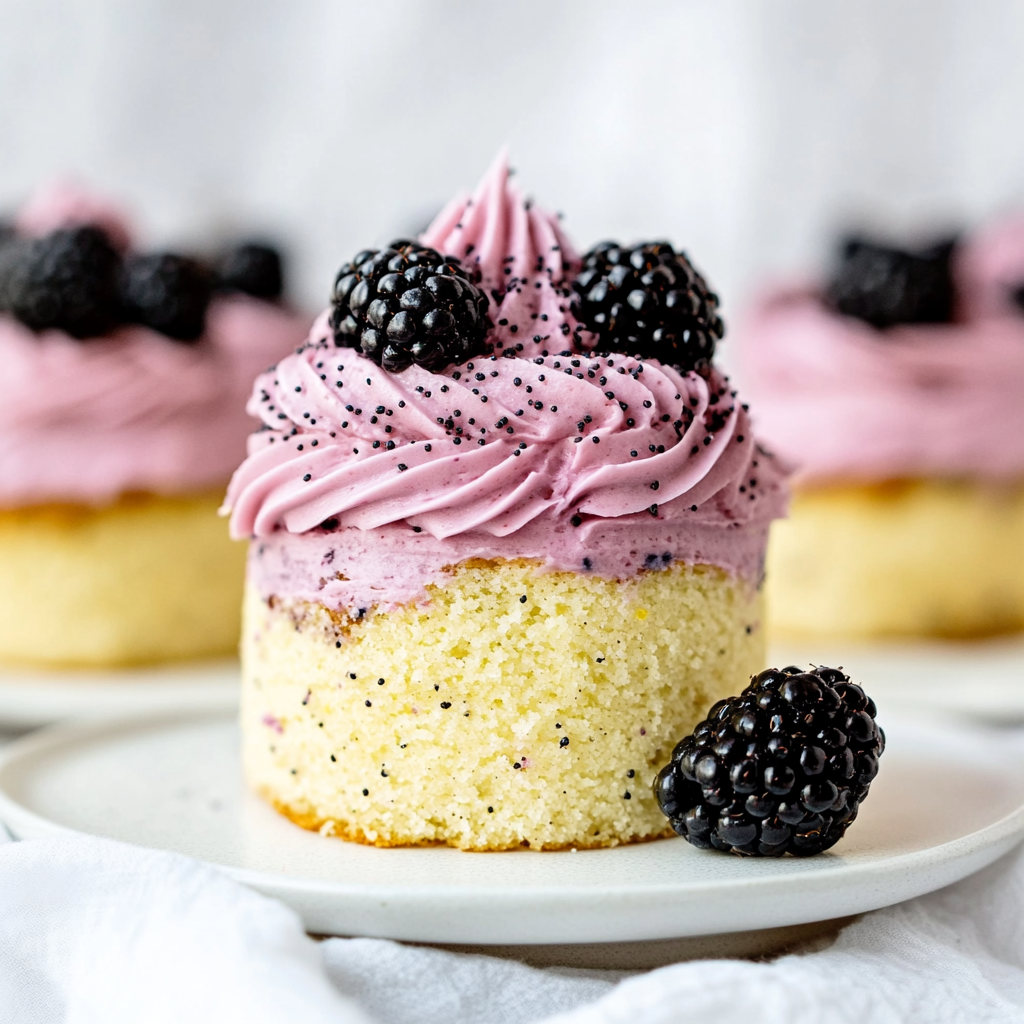 Keto Lemon Poppy Seed Cake with Blackberry Buttercream is a Delight!