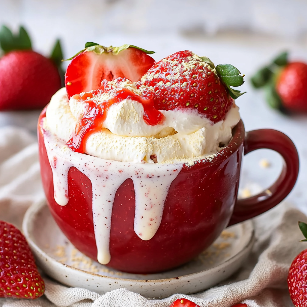 Keto Strawberries and Cream Mug Cake: Your Sweetest Treat!
