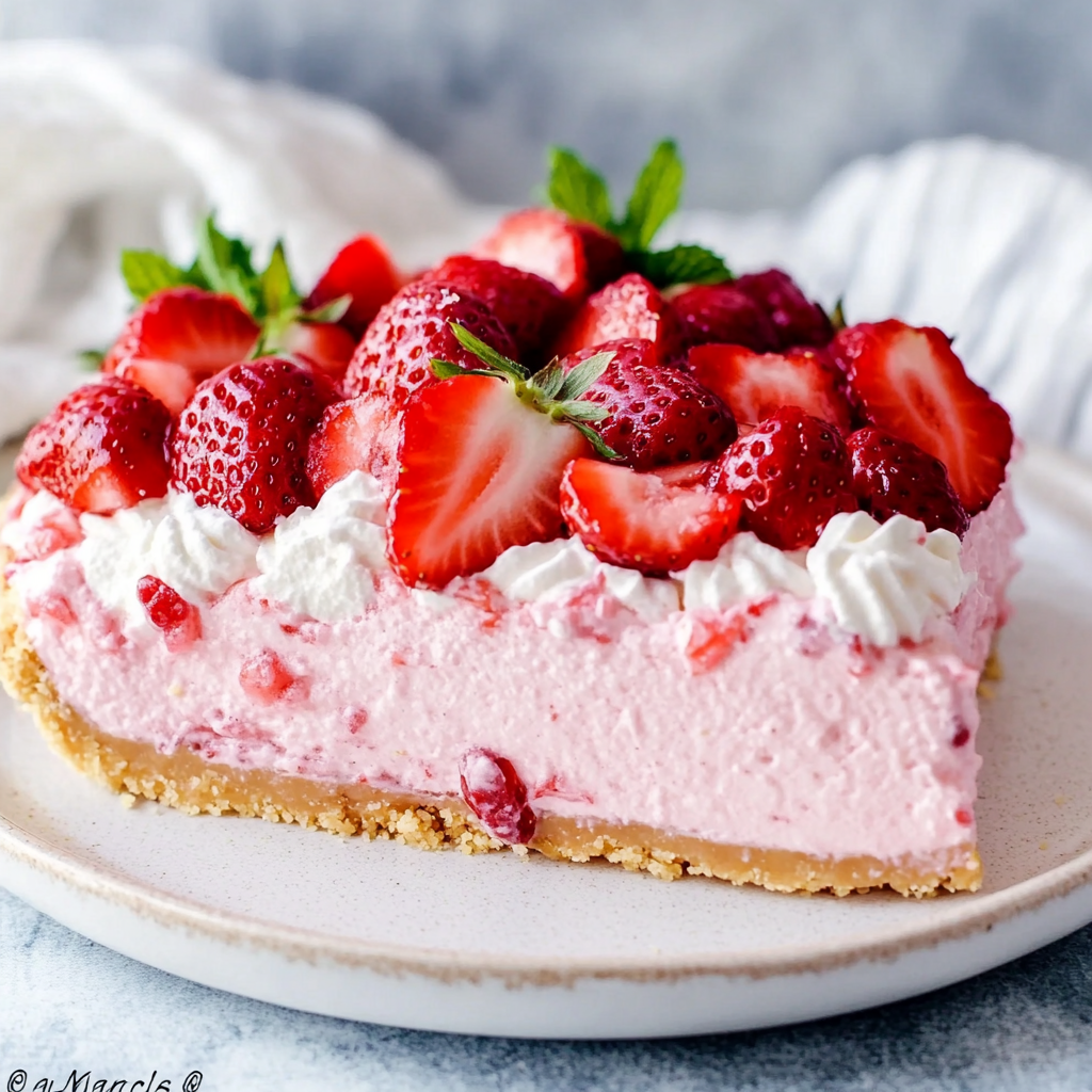 Low Carb No-Bake Strawberry Mousse Pie That Delights!