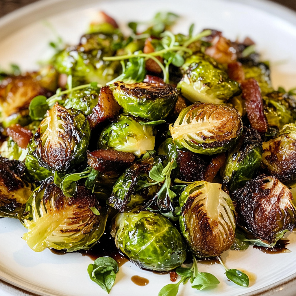 Roasted Brussels Sprouts with Pancetta and Balsamic Delight!