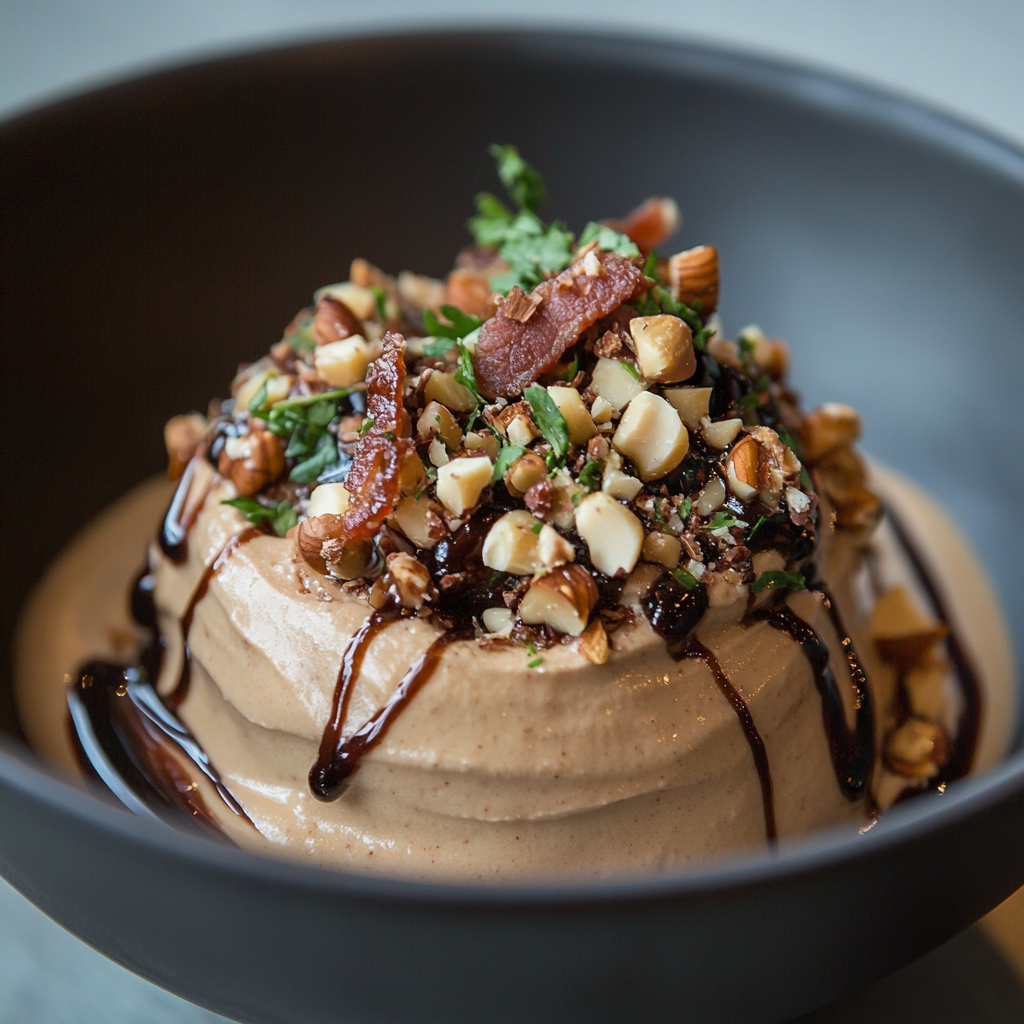 Chicken Liver Mousse Bacon Hazelnut Balsamic Bowl
