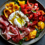 Crispy Prosciutto Burrata Roasted Pepper Plate