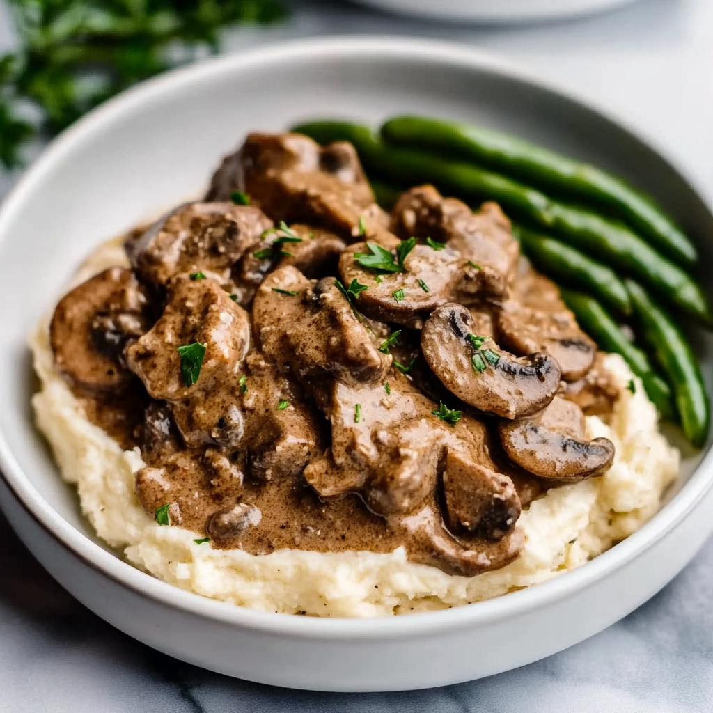 Keto Beef Stroganoff over Cauliflower Mash: A Creamy Delight!