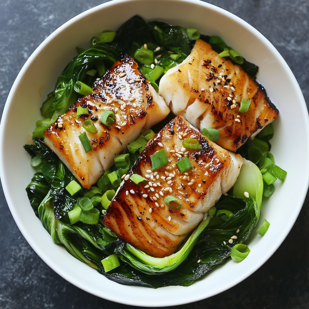 Miso Cod Sesame Bok Choy Crispy Nori Bowl Delight!
