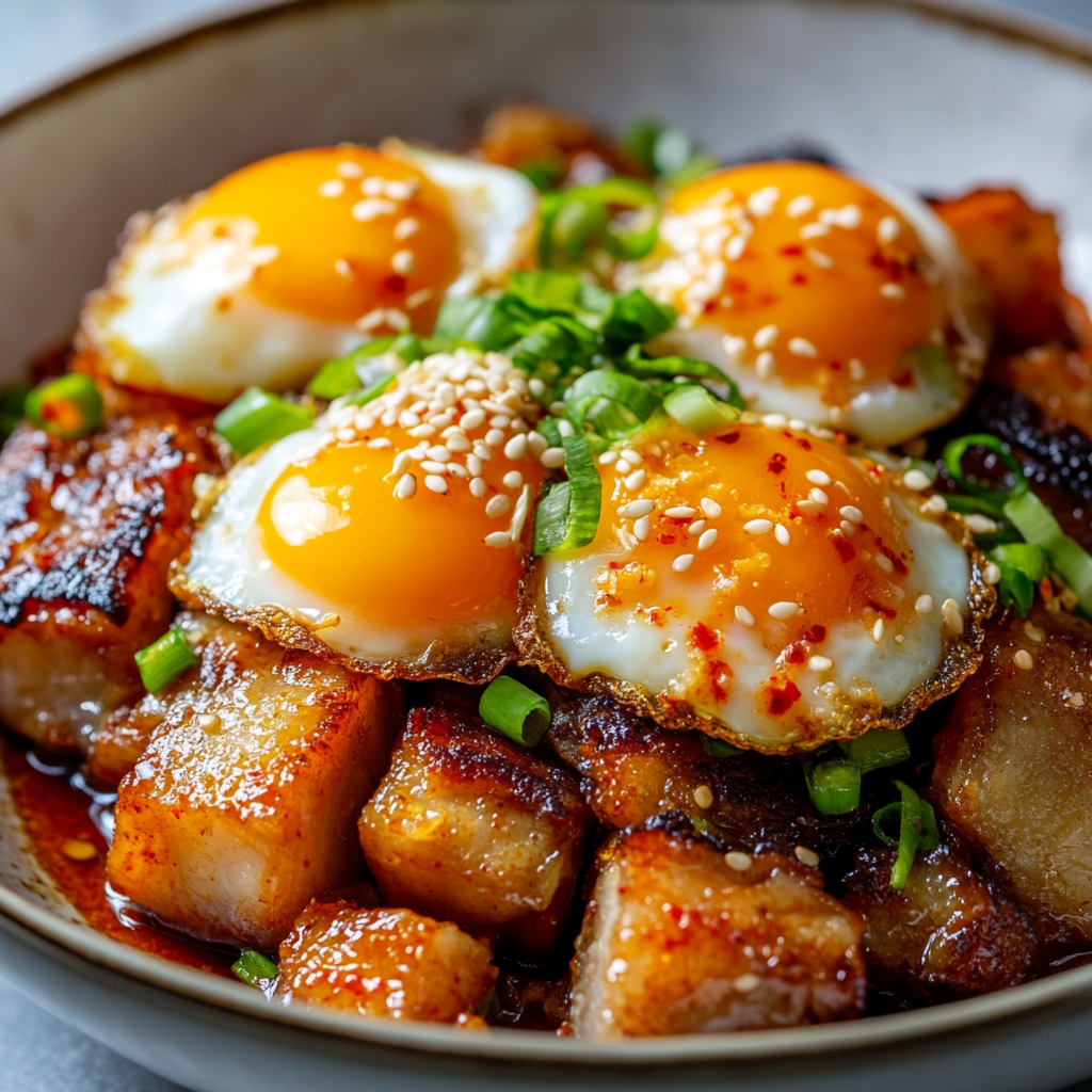 Pork Belly Kimchi Fried Egg Mess: A Flavorful Delight!