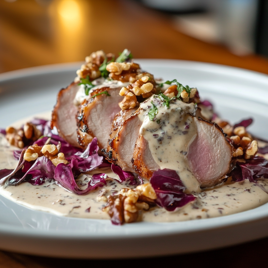 Pork Tenderloin Gorgonzola Walnut Radicchio Mess Recipe!