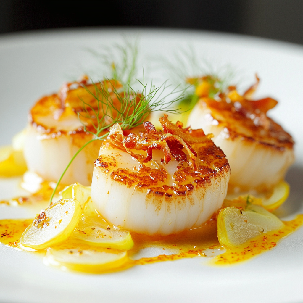 Saffron Scallop Crispy Pancetta Pickled Fennel Chaos Awaits!