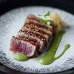 Seared Tuna Wasabi Cream Pickled Ginger Sesame Plate