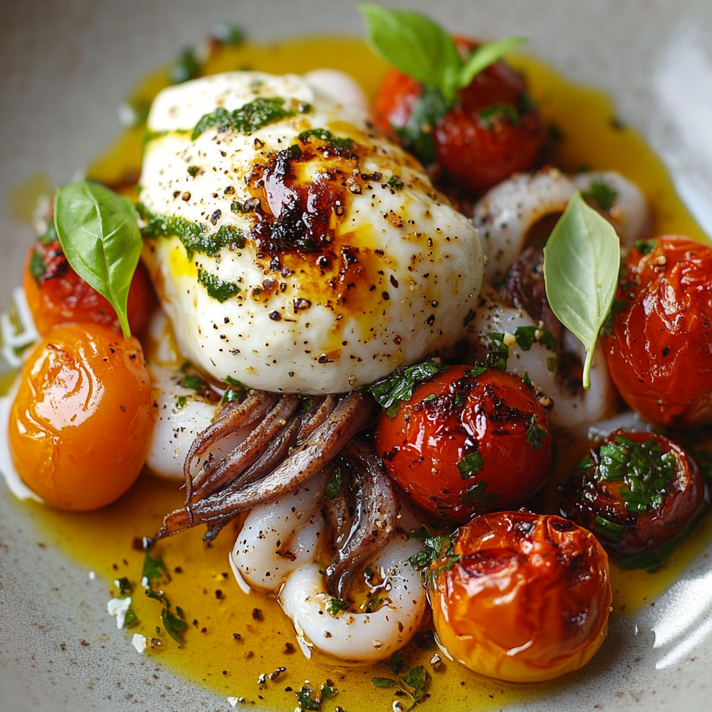 Squid Nduja Roasted Tomato Anchovy Burrata Smash Awaits!